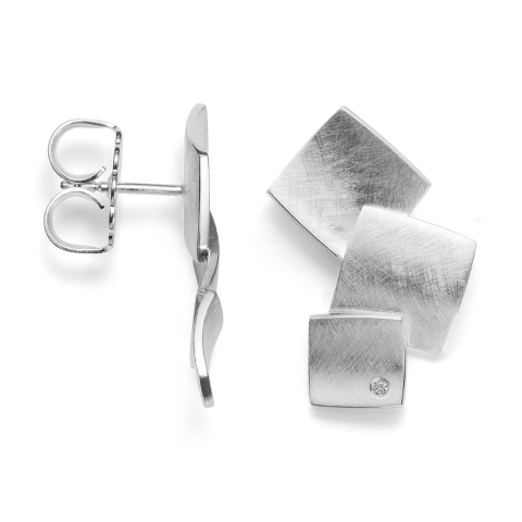 925/- Ohrstecker Kratzmatt, Diamant 0,02ct W-SI