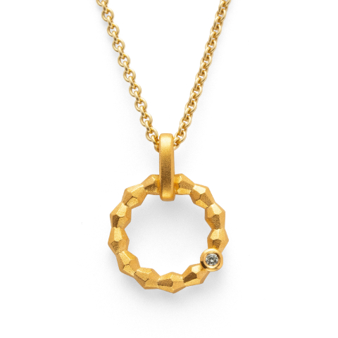 925/- Anhnger, vergoldet, mattiert, Brillant 0,02ct W-SI