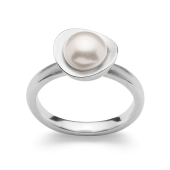 925/- Sterlingsilber Ring, rhodieniert, matt, Zuchtperle wei 2,66ct