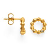 925/- Ohrstecker, vergoldet, mattiert, Brillanten 0,02 ct